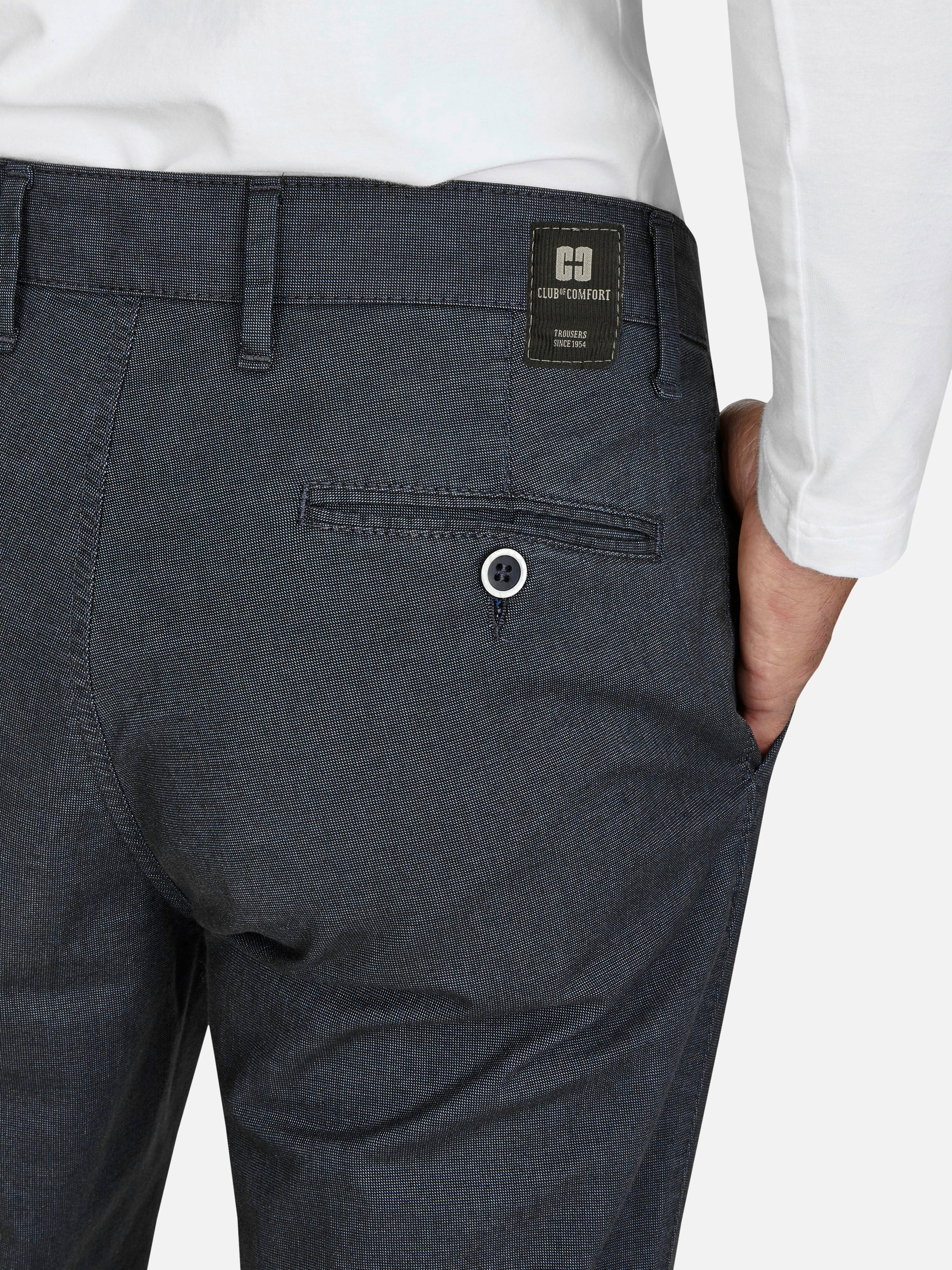 Hose GARVEY 6910 in anthrazit, mit Flat Front, elastischem Komfortbund, Hemdstopper, Baumwoll-Mikrostruktur im Woll-Look, normale Leibhöhe, schmalere Fußweite, Modell vom Hersteller Club of Comfort, geeignet für Frühjahr/Sommer, Regular Fit, mit Rückentasche, Standard 100 by Oeko-Tex.