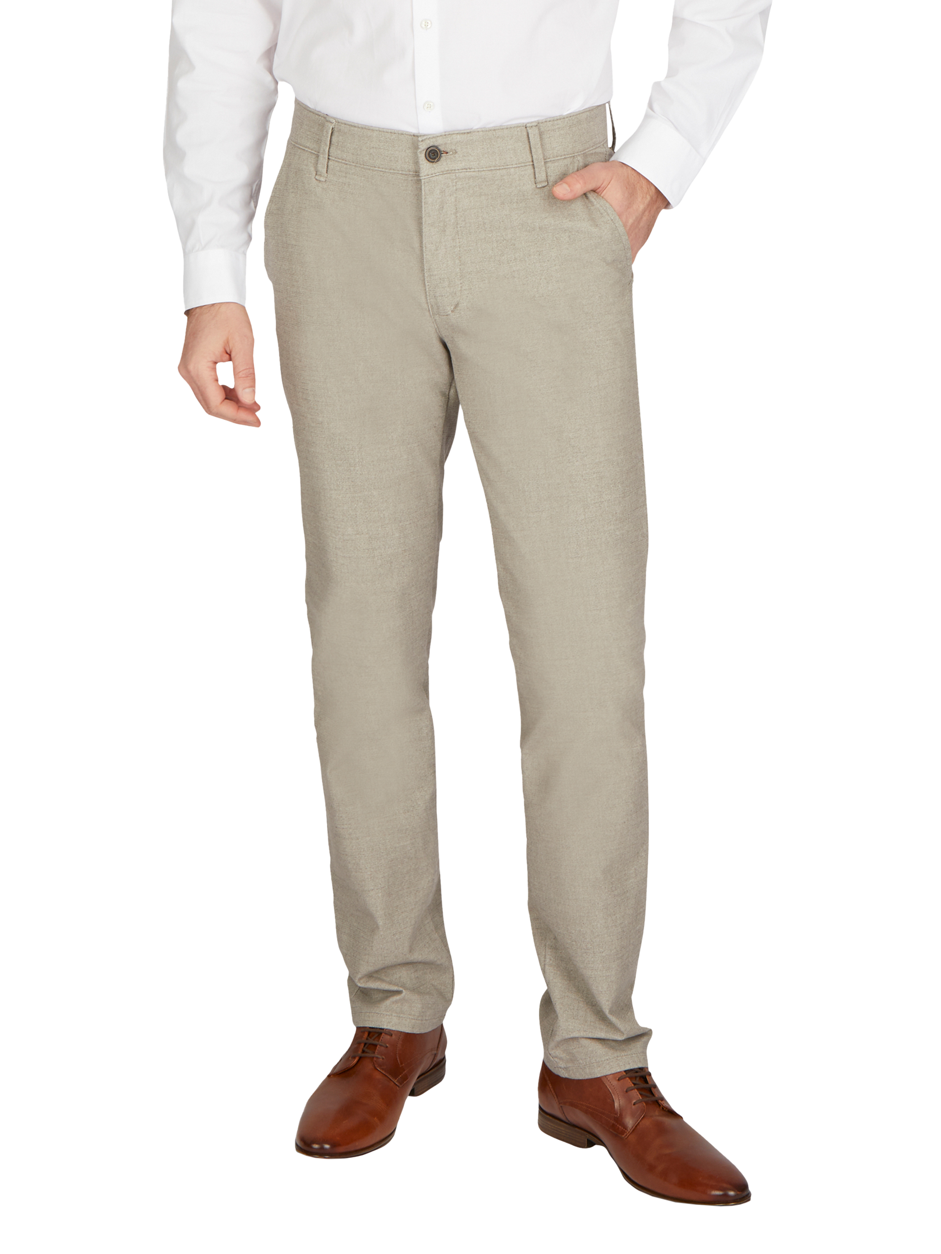 Hose GARVEY 7631 in hellgrau melange mit elastischem Komfortbund, Hemdstopper, schmaler Fußweite, auf Baumwoll-Struktur-Mischgewebe mit Woll-Optik, Regular Fit, für Herbst/Winter, Hersteller: Club of Comfort.